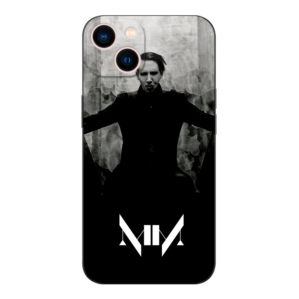 Black tpu case for iphone 14 13 12 11 mini pro MAX 5 5s se 2020 6 6s 7 8 plus x 10 XR XS cover Marilyn Manson