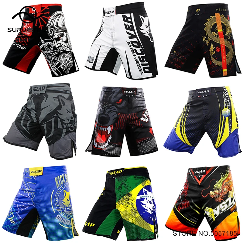 MMA BJJ Shorts Men Vszap Fight Wear Gym Combat Sport Jiu Jitsu Fight Shorts Unisex Adult Youth Grappling Kickboxing Boxing Pants