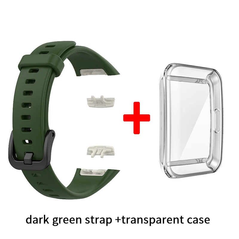 Silicone Strap for Huawei Band 6 Replacement Watch Strap for Honor Band 6 Strap with TPU Full Screen Protector Case Bracelet 