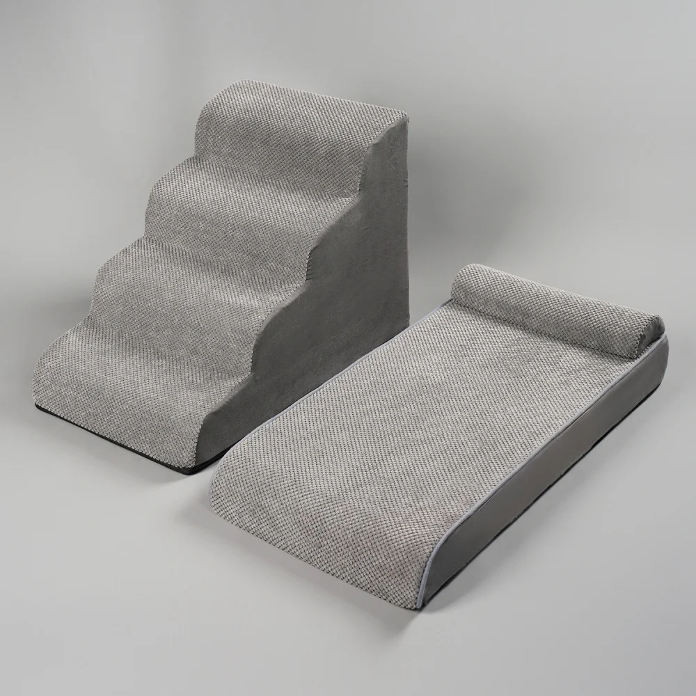 Removable Dog Stairs 5 Steps Ramp Couch Puppy Old Dog Non-Slip Removable Ladder High Couch and Bed Pet Supplies, Combined Stairc