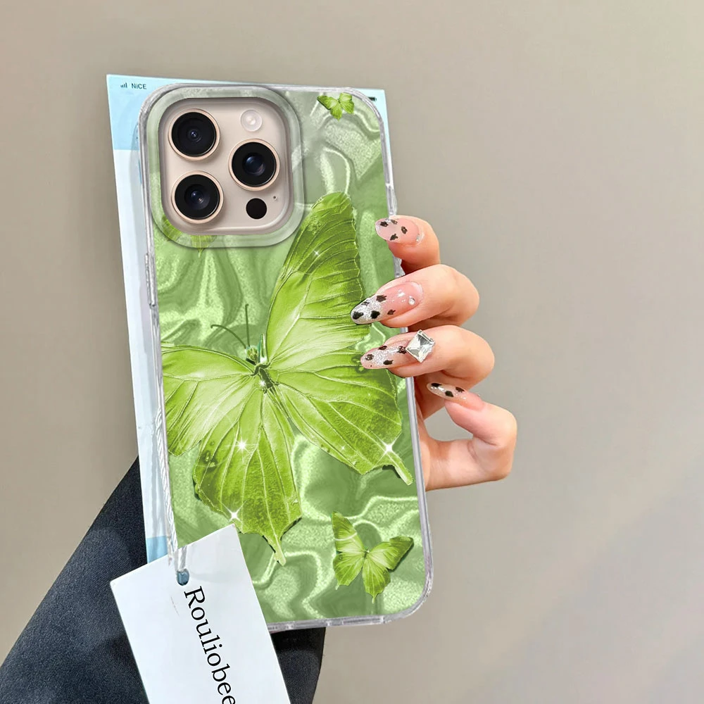 Green Butterfly Water Texture Silicone Phone Case - Stylish and Protective Back Cover
