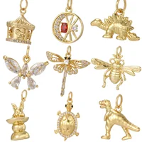 Breloques papillon abeille dinosaure pour la fabrication de bijoux, fournitures mignonnes Dijes couleur or, boucles d'oreilles, Bracelet, collier, excellente qualité 1