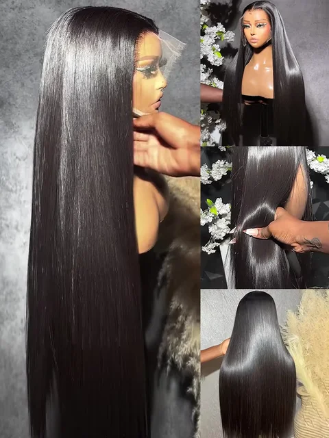 40 Inch Bone Straight Lace Frontal Wigs Human Hair Brazilian 13x4 13x6 Straight HD Lace Front Wigs Wear & Go 5x5 Glueless Wigs 3