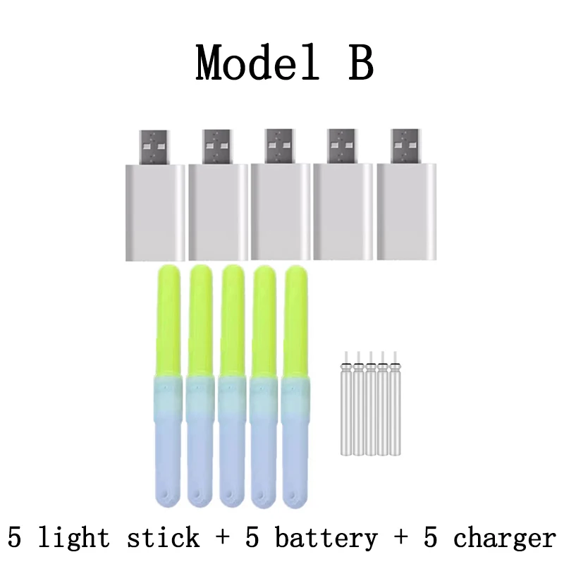 Electric Light Stick With 5 Rechargeable cr322 Battery Fishing Float Accessory Led Lightstick Night Fishing 5pcs/lot J514