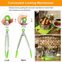 Pinces de service de cuisine antidérapantes, pince alimentaire en acier inoxydable, pince à pain et à salade, pinces de Barbecue résistantes à la chaleur, outil de cuisine 5