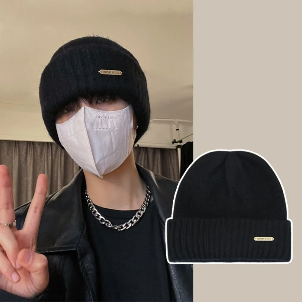 Autumn and Winter Warm Pile Cap Windproof and Cold Resistant Hat Versatile Big Head Circumference Knitted Yarn Hat Loose Fit