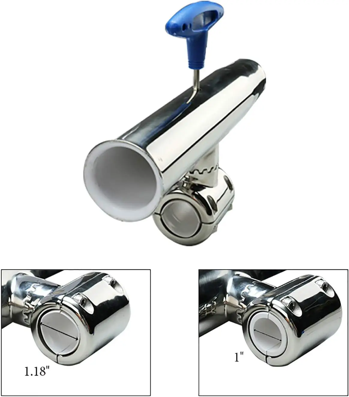 2Pack Fishing Rod Holder for Rails 1" and 1.18" Stainless Steel Adjustable Rod Holder