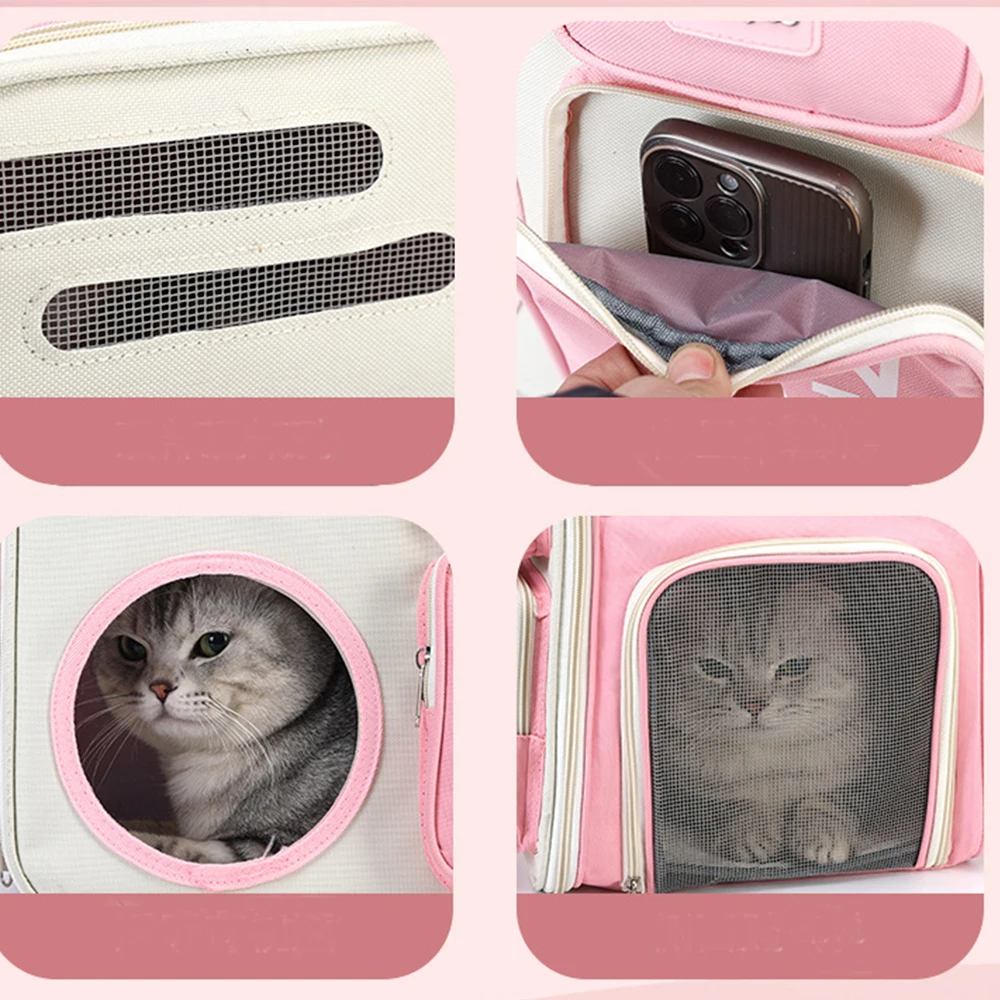 애완 동물 고양이 운반 가방 강아지 개 배낭 야외 항공사 승인 애완 동물 용품을위한 대형 뷰 통기성 캐리어 가방