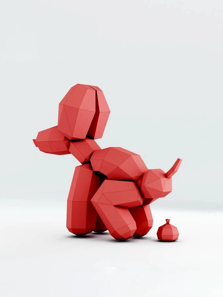 30cm Shitting Dog Paper Model Kit 3D Handmade Spoof Toy Low Poly Origami Porch Decor DIY Puzzles Stereoscopic Room Ornament Gift