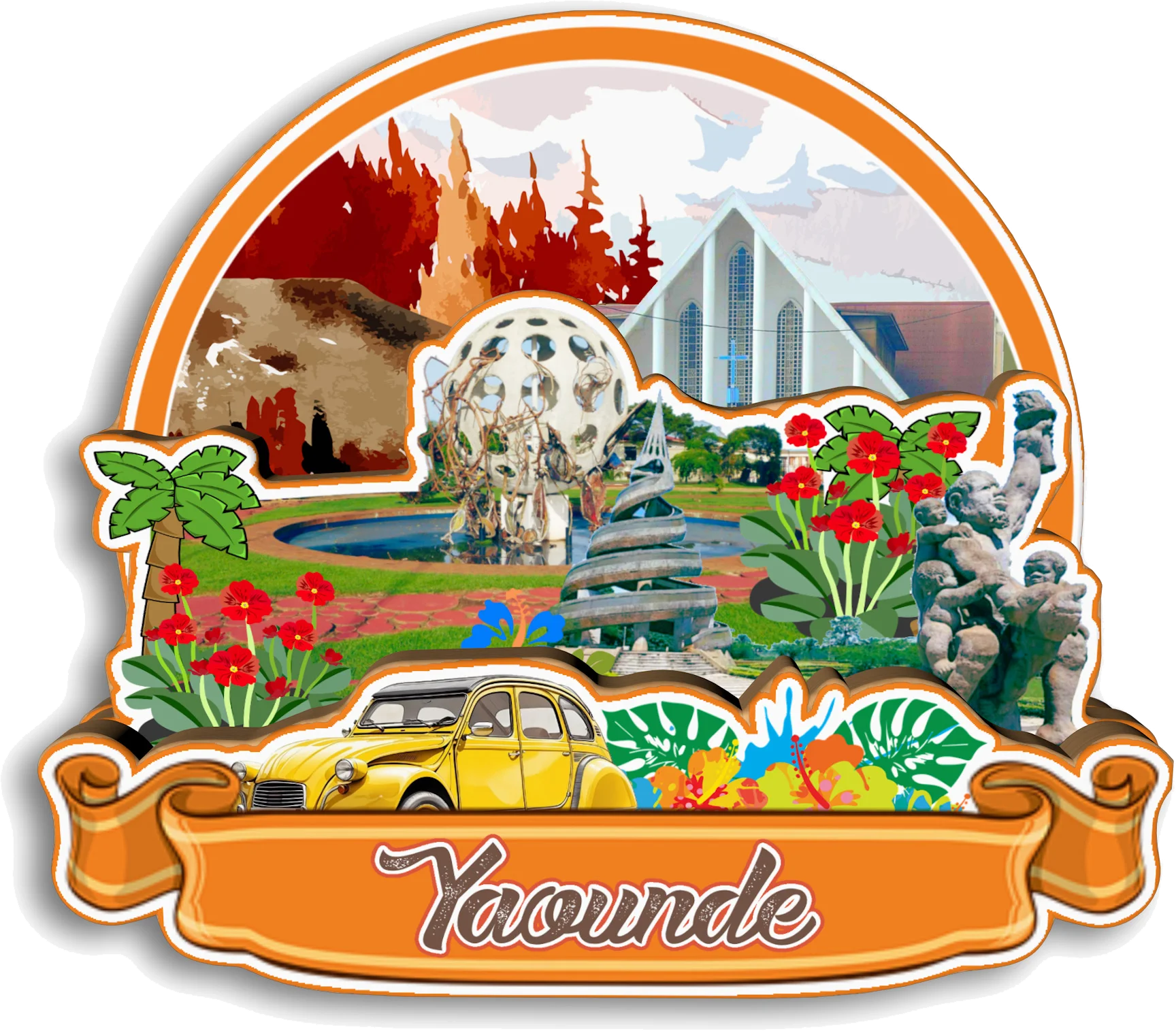 Yaounde Douala Kribi Limbe Equatorial Guinea Malabo Equatorial Cameroon Fridge Magnet Travel Souvenir Gift Handmade Decorative