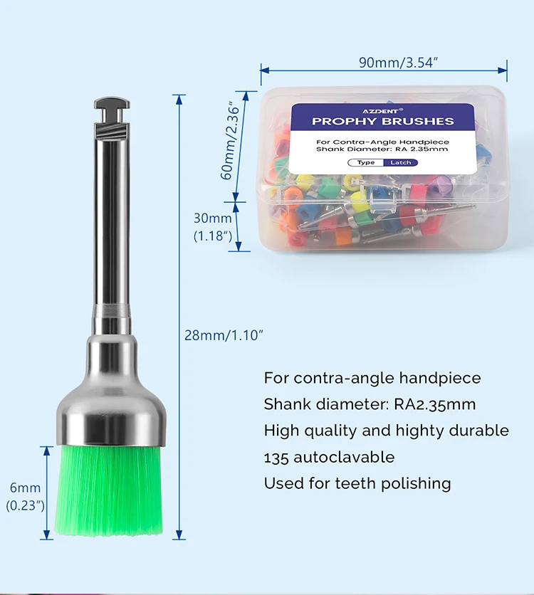100 teile/schachtel Azdent Dental Polieren Pinsel Labor Nylon Latch Flache Schüssel Form Weiche Harte Polierer Einweg Zahnpflege Pinsel Kopf – Detail 14