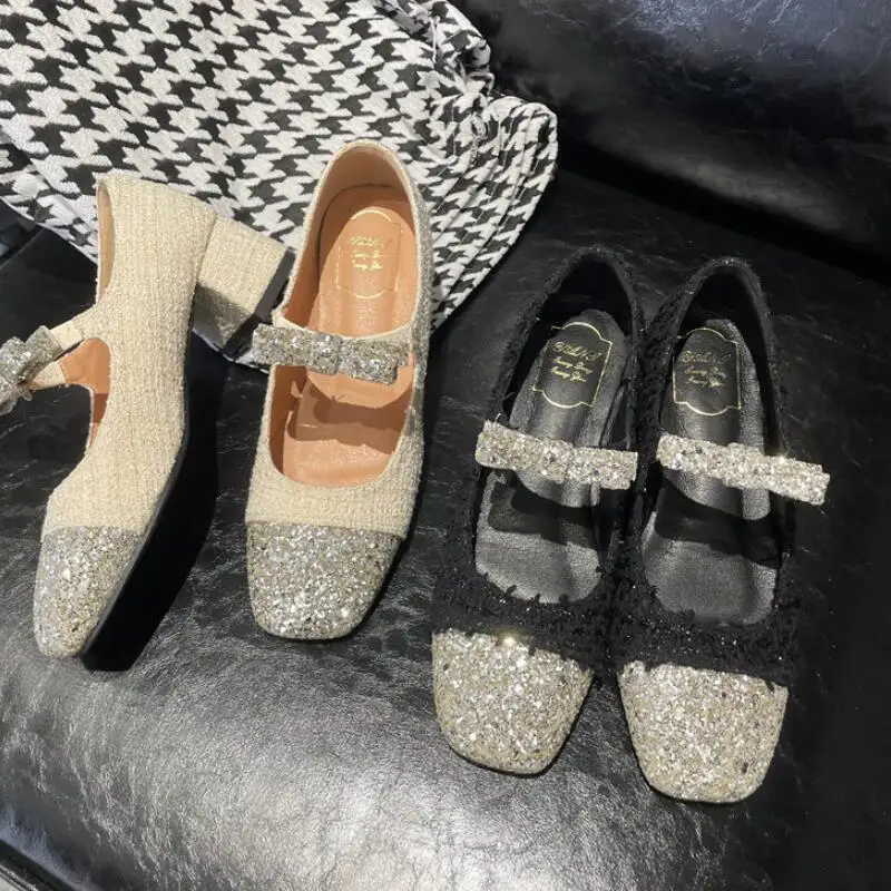 

Новые женские элегантные разноцветные Туфли Мэри Джейн со средним каблуком