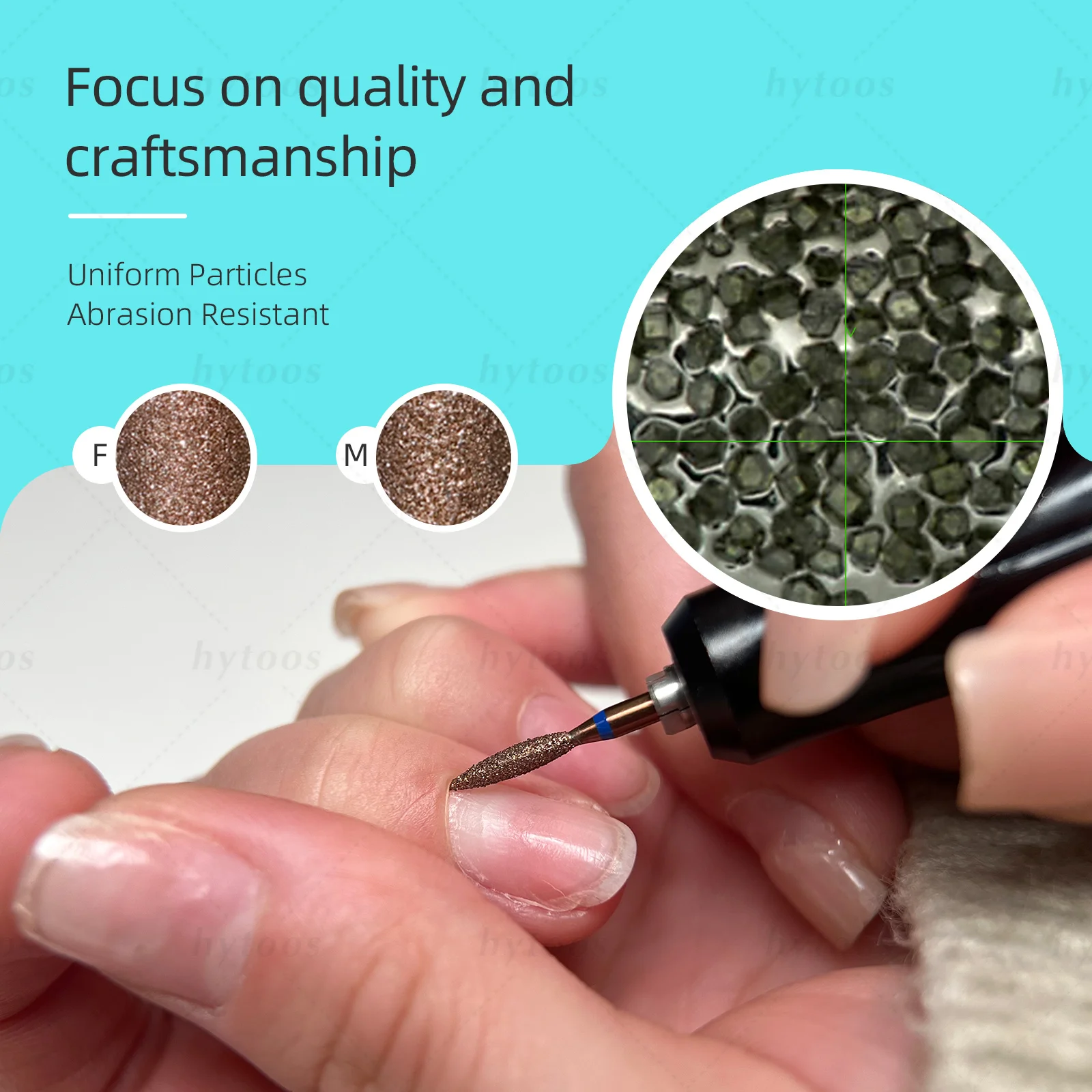 HYTOOS 포인티드 플레임 구리 다이아몬드 네일 드릴 비트 3/32'' 안전 네일 클리너 각질 제거기 프로 매니큐어 도구