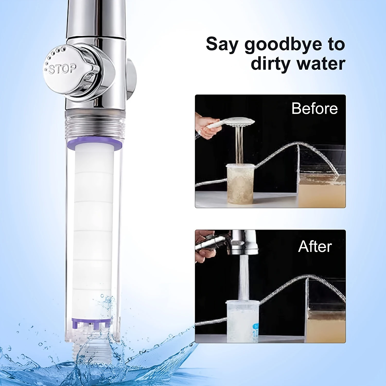 10-Piece Handheld Shower Filter Set, Hard Water Replacement Filters, Remove Chlorine & Harmful Substances, Shower Experience