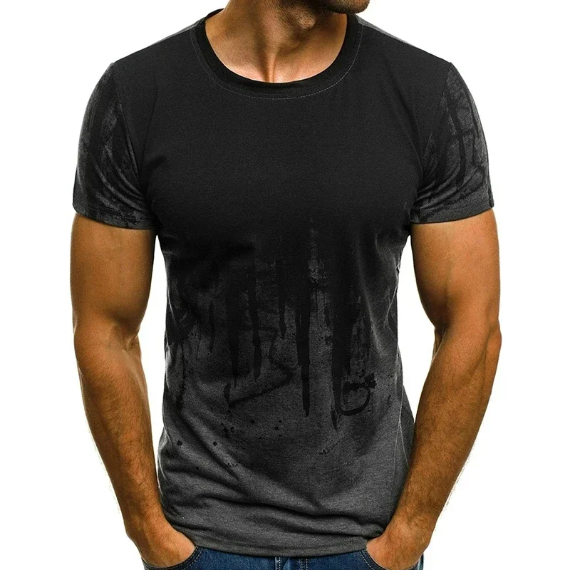 Summer Male Hiphop Streetwear Gradient T Shirt