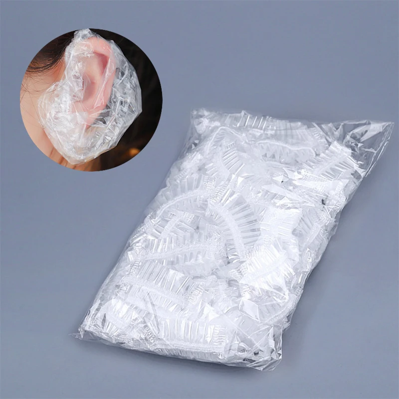 100Pcs Hair Dye Earmuff Waterproof Disposable Ear Cover Baking Oil