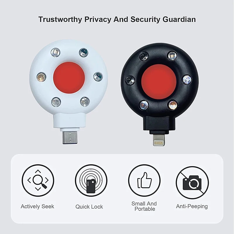 Anti-Spy Camera Detector LED Mobile Phone Anti Candid Camera Detector USB C Portable Hotel Anti-Theft Camera For iOS Android