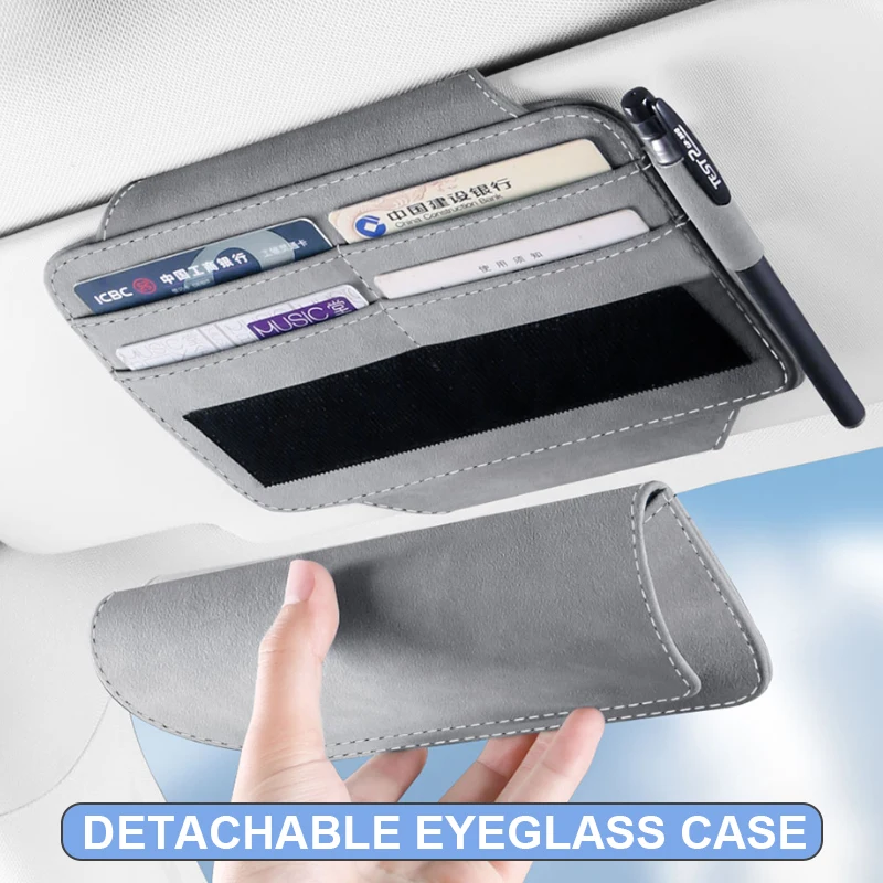 Suede Car Sun Visor Organizer with Glasses Holder