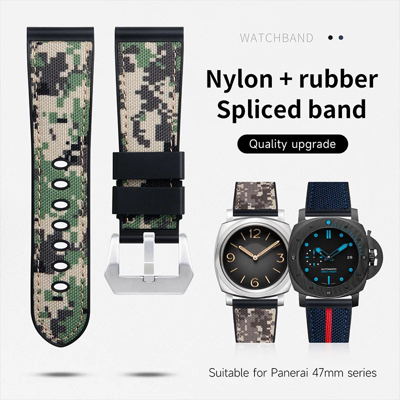 Pulsera de goma de lona, correa de reloj de camuflaje de 26-22mm - Main Image