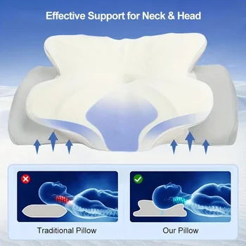 Cuscini in memory foam Cuscino di supporto ergonomico per il collo liscio e fresco per alleviare il dolore Cuscini per la casa lavabili morbidi ed elastici alti