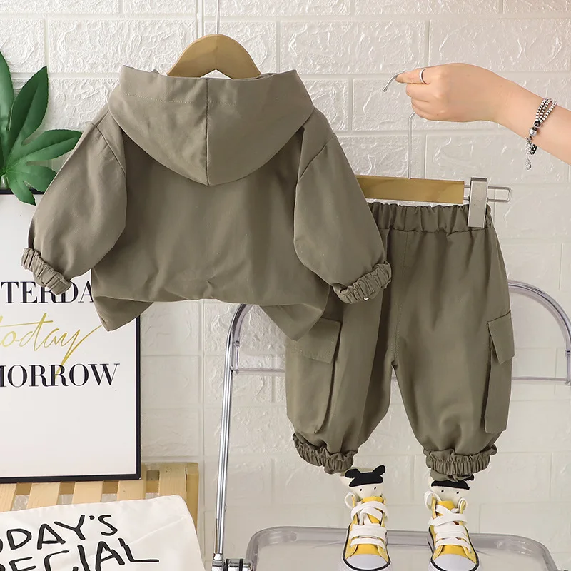 Autumn Kids Solid Color Windbreaker Set