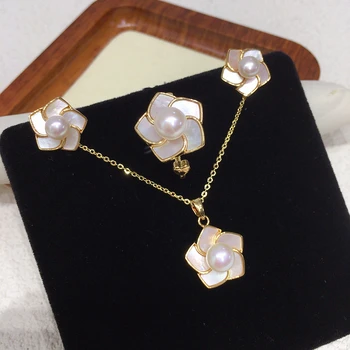 ZHBORUINI Freshwater Pearl Jewelry Set with Windmill Design Earrings Rings Pendants Natural Seashells 2025 New Collection Gift 1
