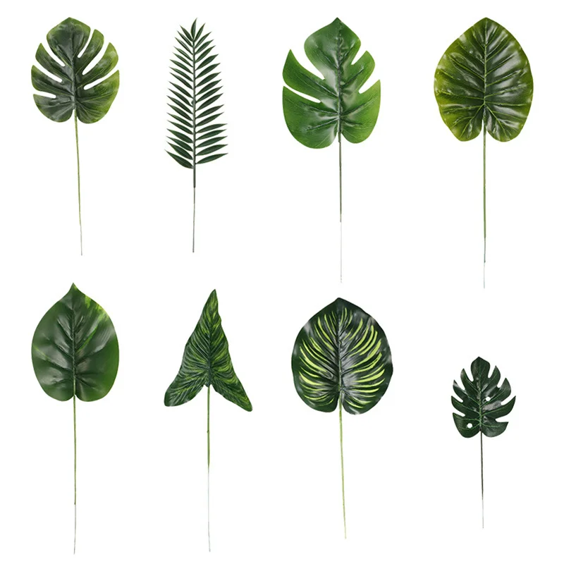 10pcsArtificialPalmTreeLeavesTropicalPlantsFauxFakePalmLeaves