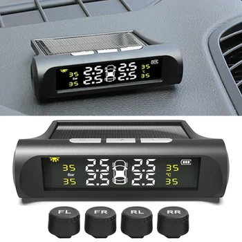 Display LCD digitale Sistema di monitoraggio della pressione dei pneumatici TPMS universale per auto intelligente 4 sensori Allarme di sicurezza automatico Ricarica solare