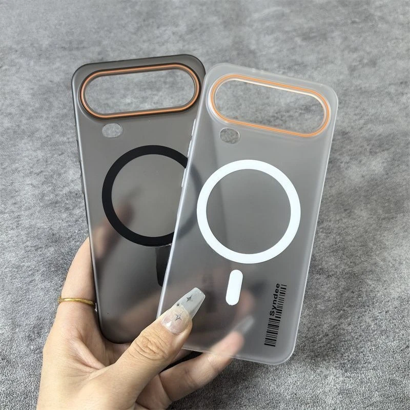 Enhanced Product Title: Transparent Anti-Slip Magnetic PC Case with Shockproof Lens Protection