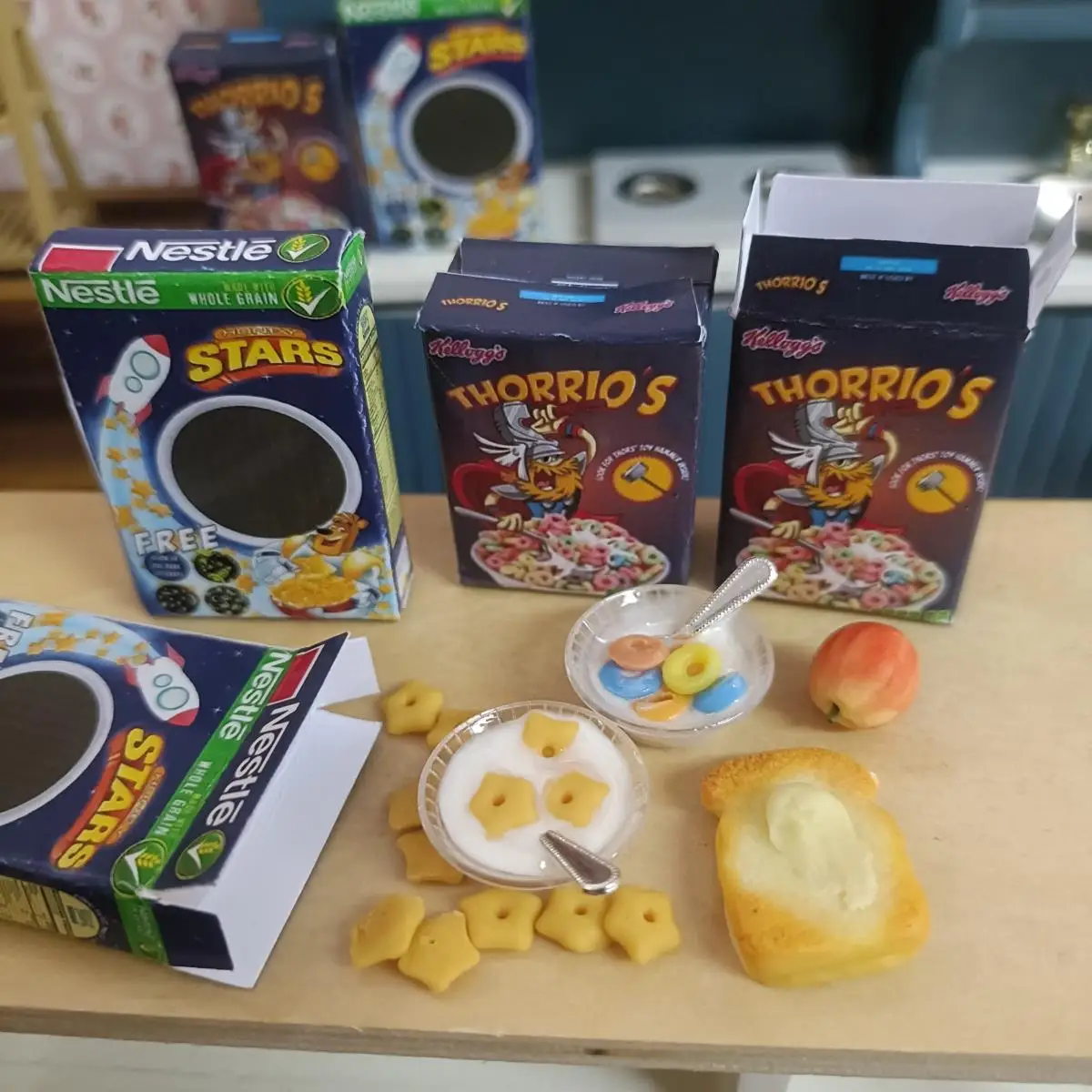 Handmade 1/6 Miniature breakfas Cereals Mini Circle Cereals and star 1:6 doll house mini model furniture doll house toys dollhouse furniture set