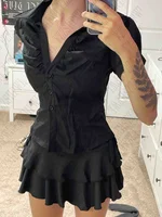 Vintage Aesthetic Women Personality Y2K Slim Clothing Fashion Shirts Harajuku Short Sleeve Tops Female Hot Classic Casual Tee - Image 2