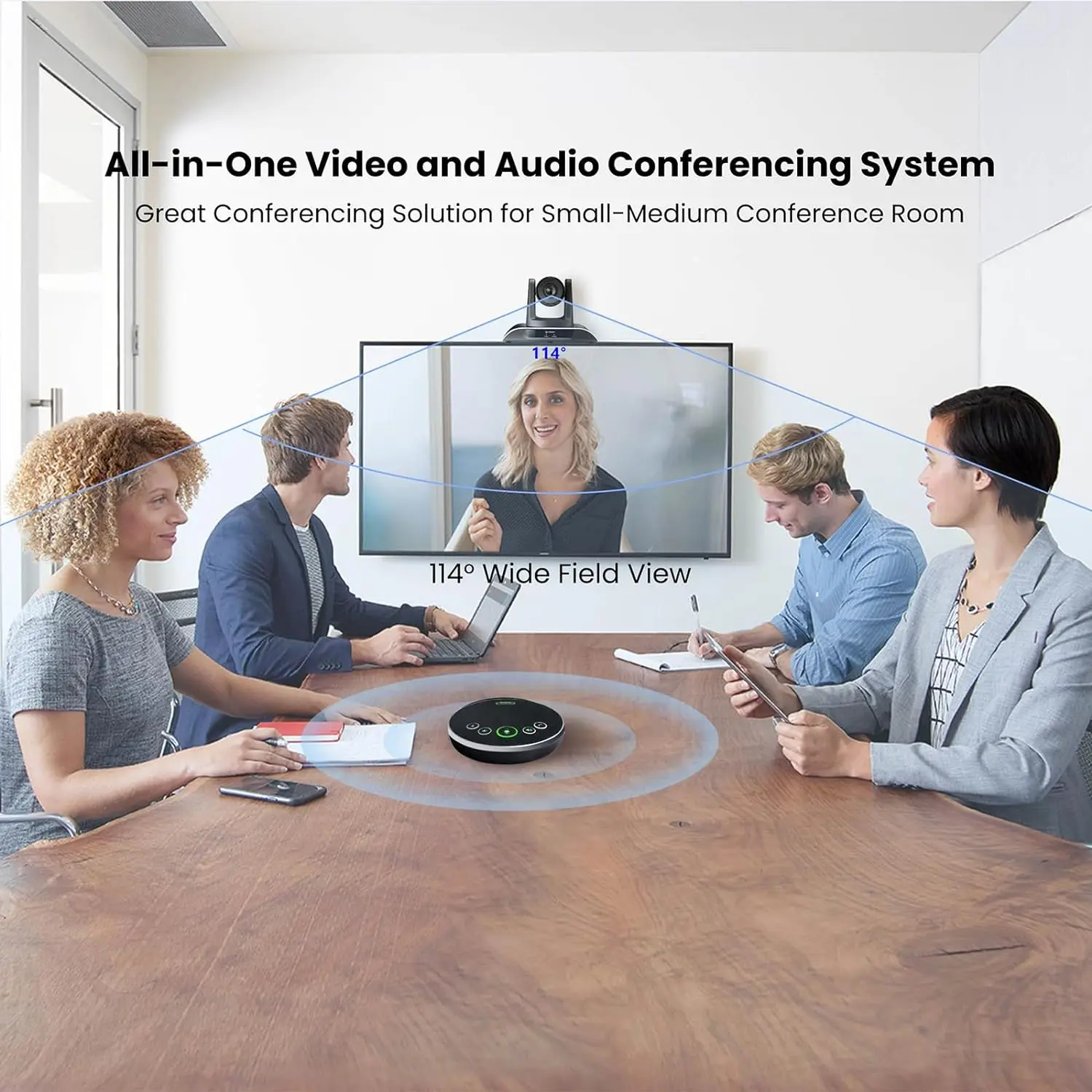 All-in-One USB3.0 HDMI Conference Room Camera System HD 1080P 60fps 3X Zoom PTZ Confereence Camera and Bluetooth Speakerphone