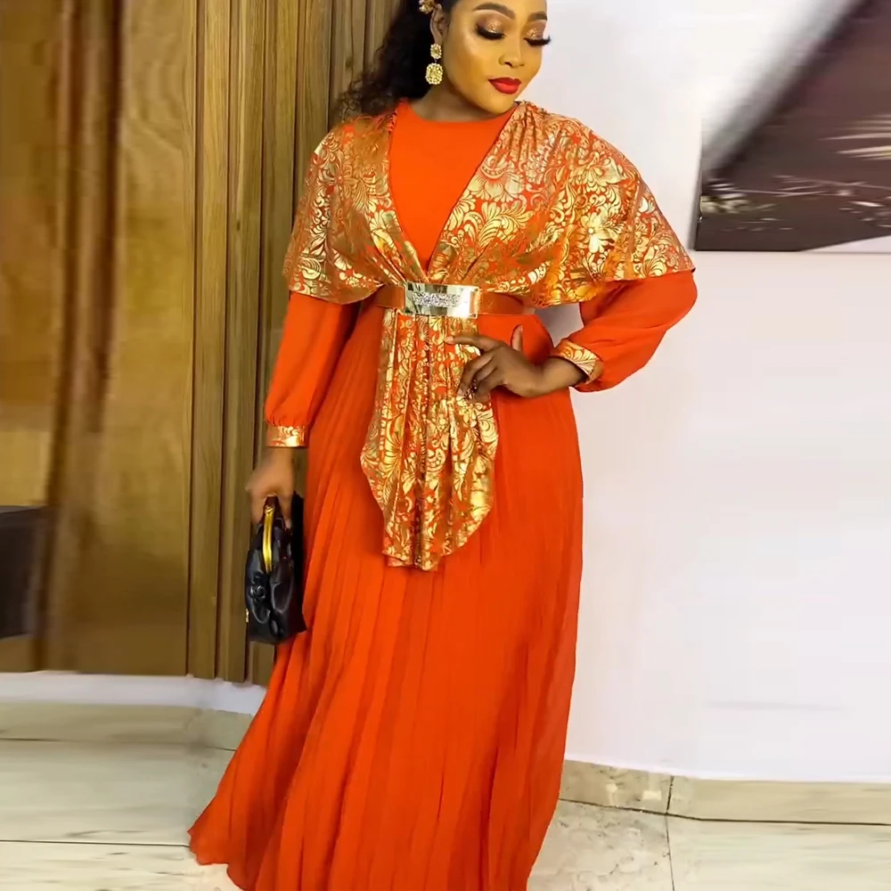 Robe Artisanale Indomario - Style Ethnique Orange Et Ivoire, Taille L, Idéale Plage Et été