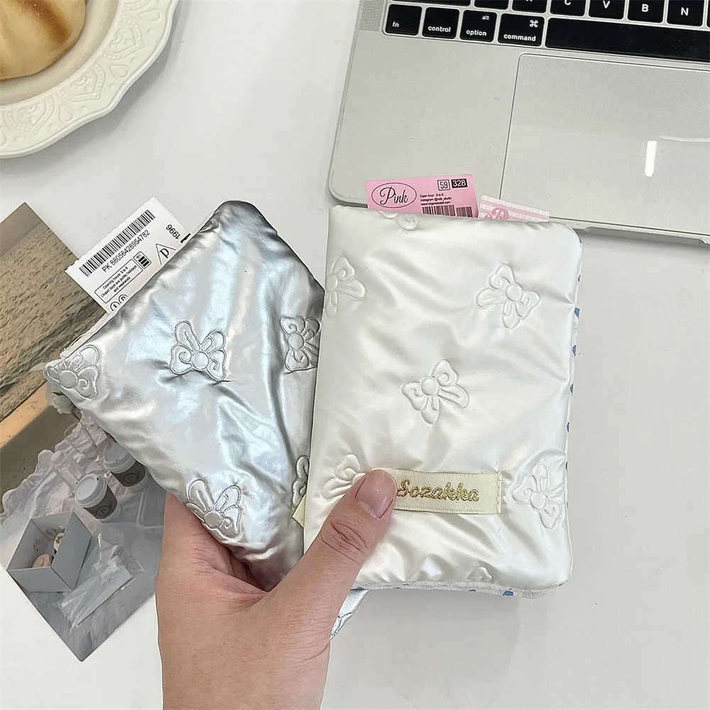 Korean Style Bow Passport Holder - Cute Ins Travel Document Organizer with Card Slots, Ticket Pocket (11.5x14cm)