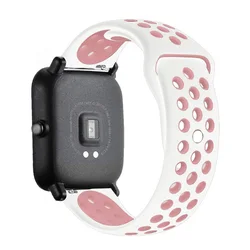 Universal 20mm 22mm Silicone Smartwatch Band - Durable Sport Strap Bracelet in Multiple Colors - 20mm watch band (White pink)