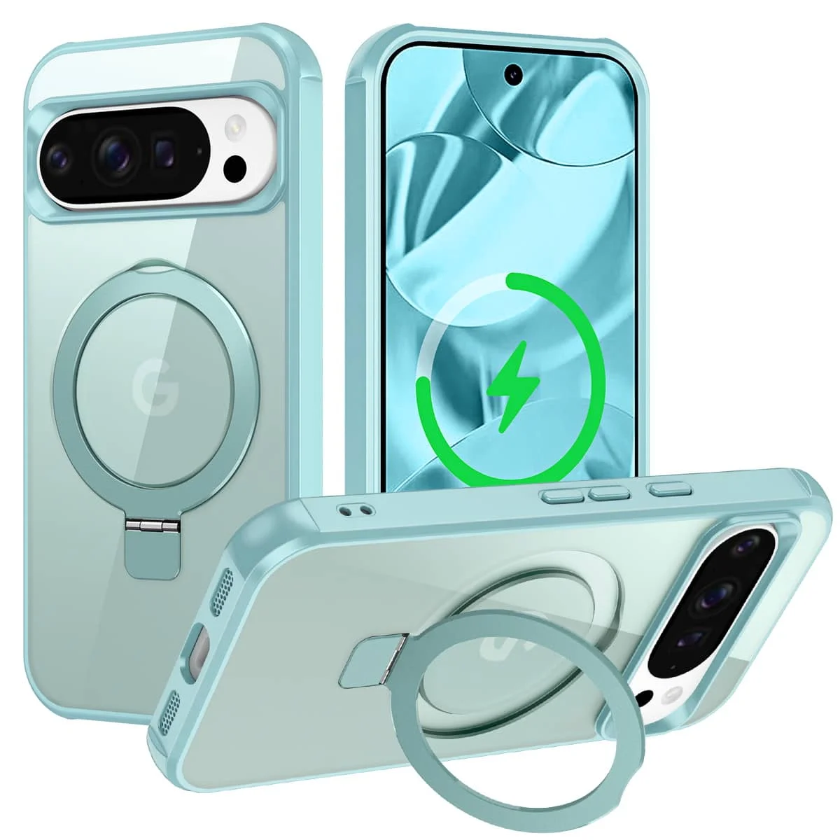 Heavy Duty Clear Magnetic Metal Stand Case with Magsafe-Compatible Drop Protection