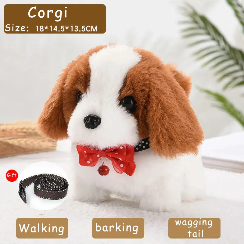 ペットの犬のぬいぐるみ,電子ウォーキングおもちゃ,牽引力,電池