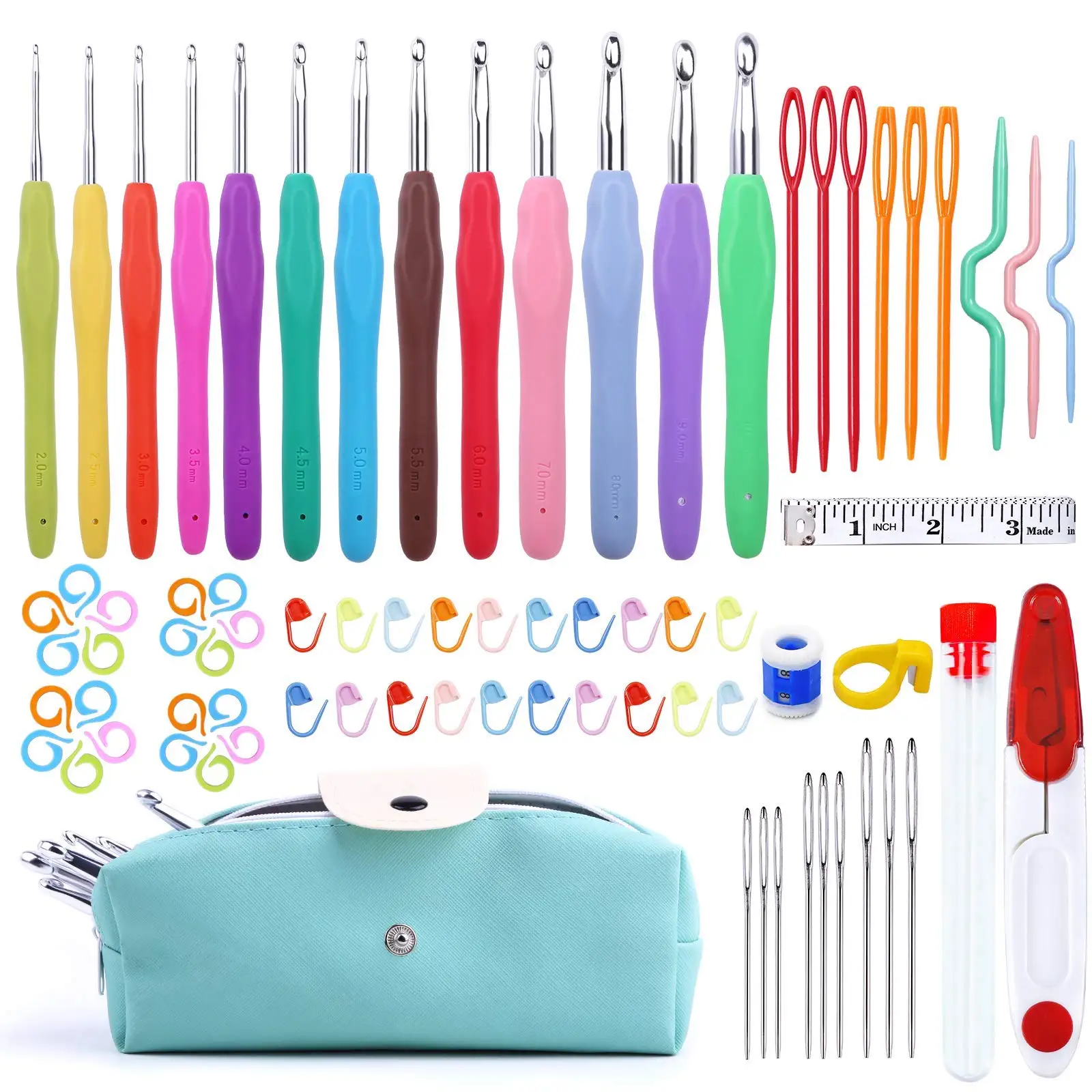 Crochet Hook Kit Knitting Needles Set With Bag Markers DIY Hand Sewing Accessories crochet kit