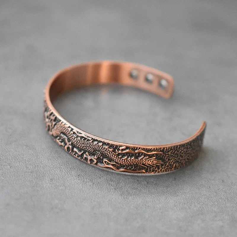 Magnetic Bracelet Pure Copper Adjustable Dragon Phoenix Vintage For Women Arthritis Pain Relief