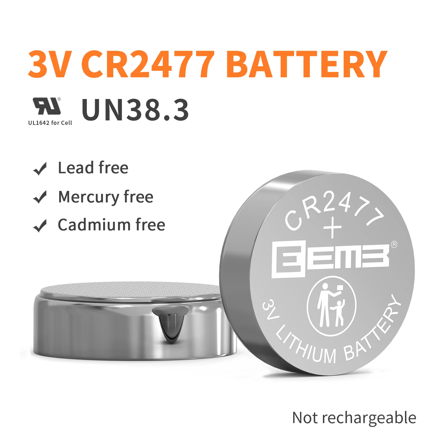 5/10/20/50/100個、Eemb非充電式リチウム電池cr 2477、3 v、ボタン電池1100 mah、車の鍵用 - AliExpress