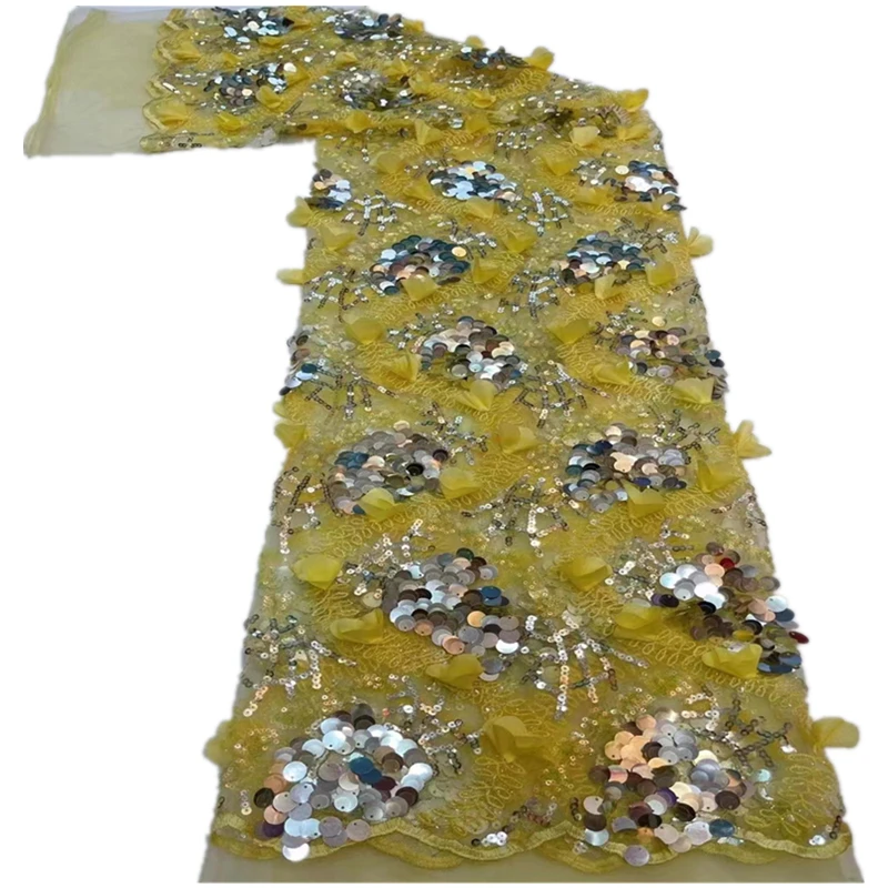 

SJ Lace African Sequins Net Lace Fabric 2022 High Quality Nigerian French Guipure Tulle Lace Material For Wedding Dresses HS9-85