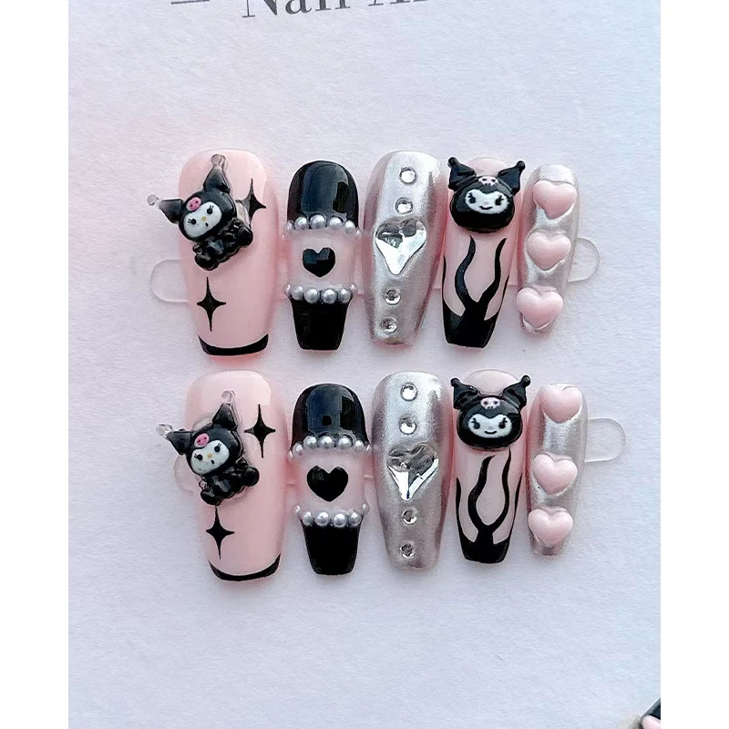 

Sanrio Nail Hellokitty Kuromi Mymelody Cinnamoroll Nail Sticker Nail Sticker Cartoon Chain Removable Nail Holiday Gift