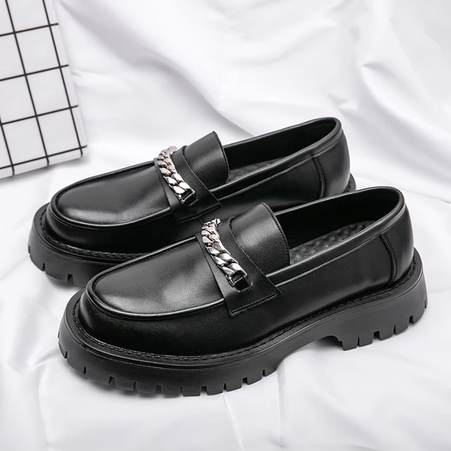 mens fashion party nightclub dress original leather platform shoes slip-on  lazy shoe breathable summer loafers youth footwear - AliExpress