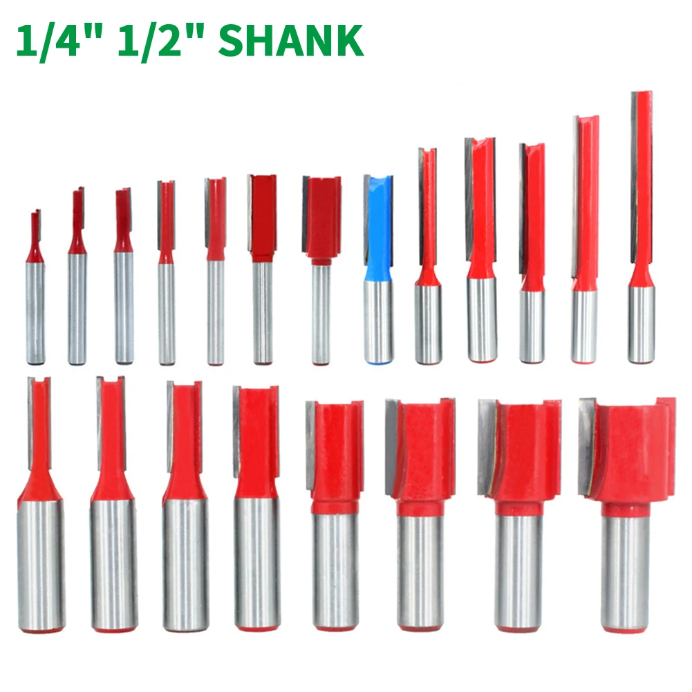 

1PC 1/4" 6.35MM 1/2" 12.7MM Shank Milling Cutter Wood Carving Blade Straight Knife Router Bit Carbide Woodworking Milling Cutter