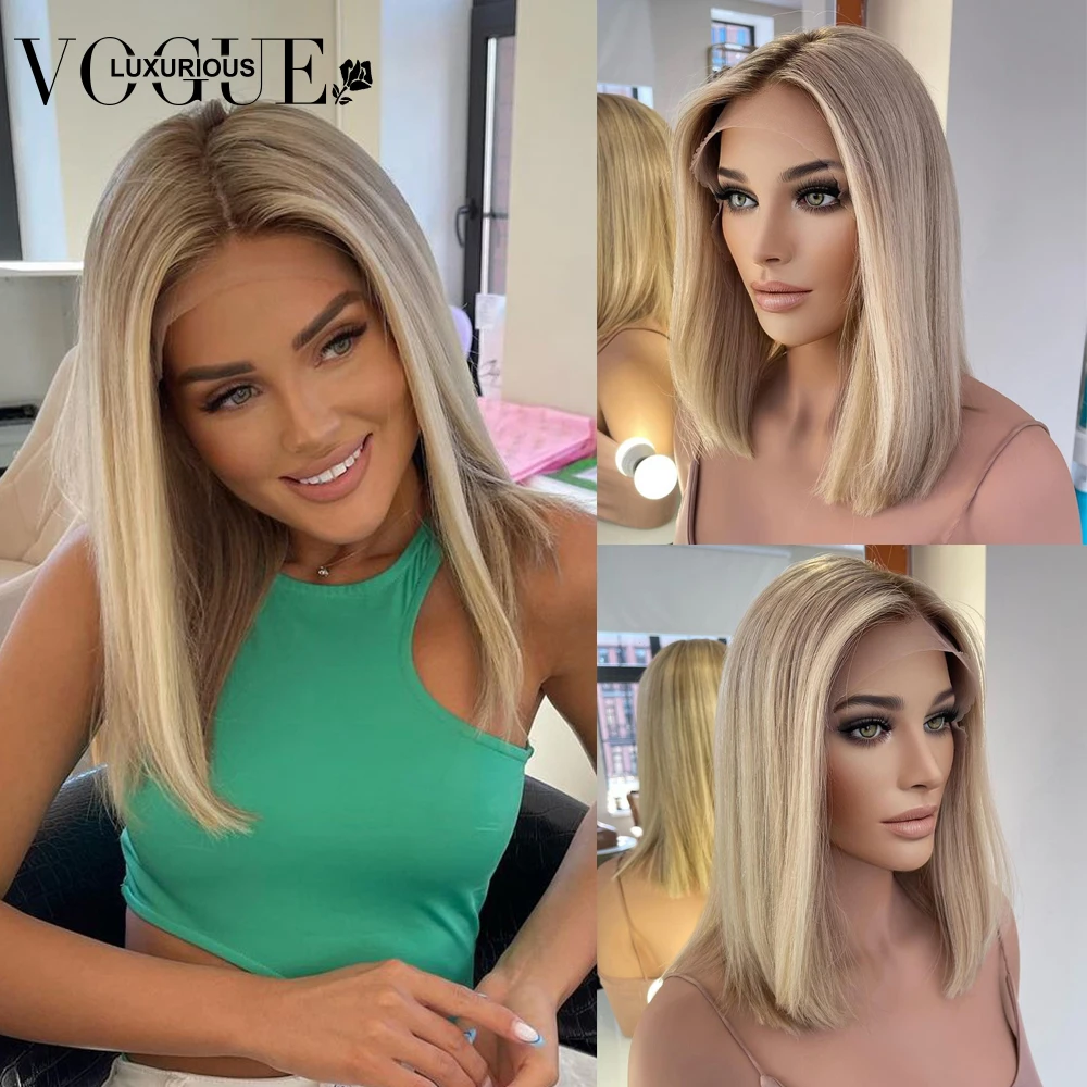 Highlight 13X4 Transparent Lace Human Hair Front Wigs Frontal Straight Ash Blonde Colored Brazilian Remy On Sale Wig Glueless