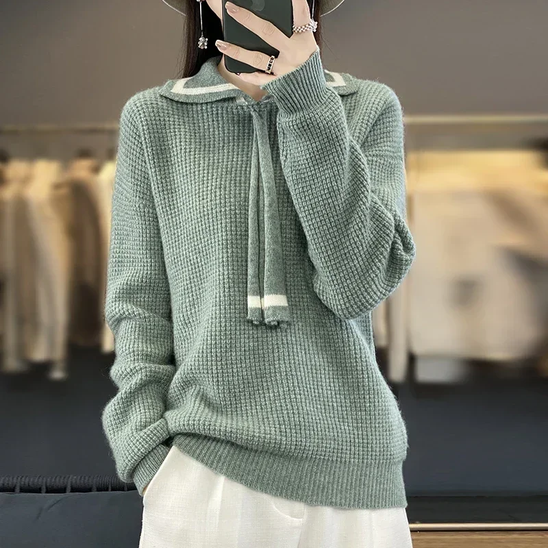 tailor-sheep-100-wool-cashmere-sweater-for-women's-solid-color-knitted-loose-sleeved-wool-lapel-pullover-in-autumn-winter