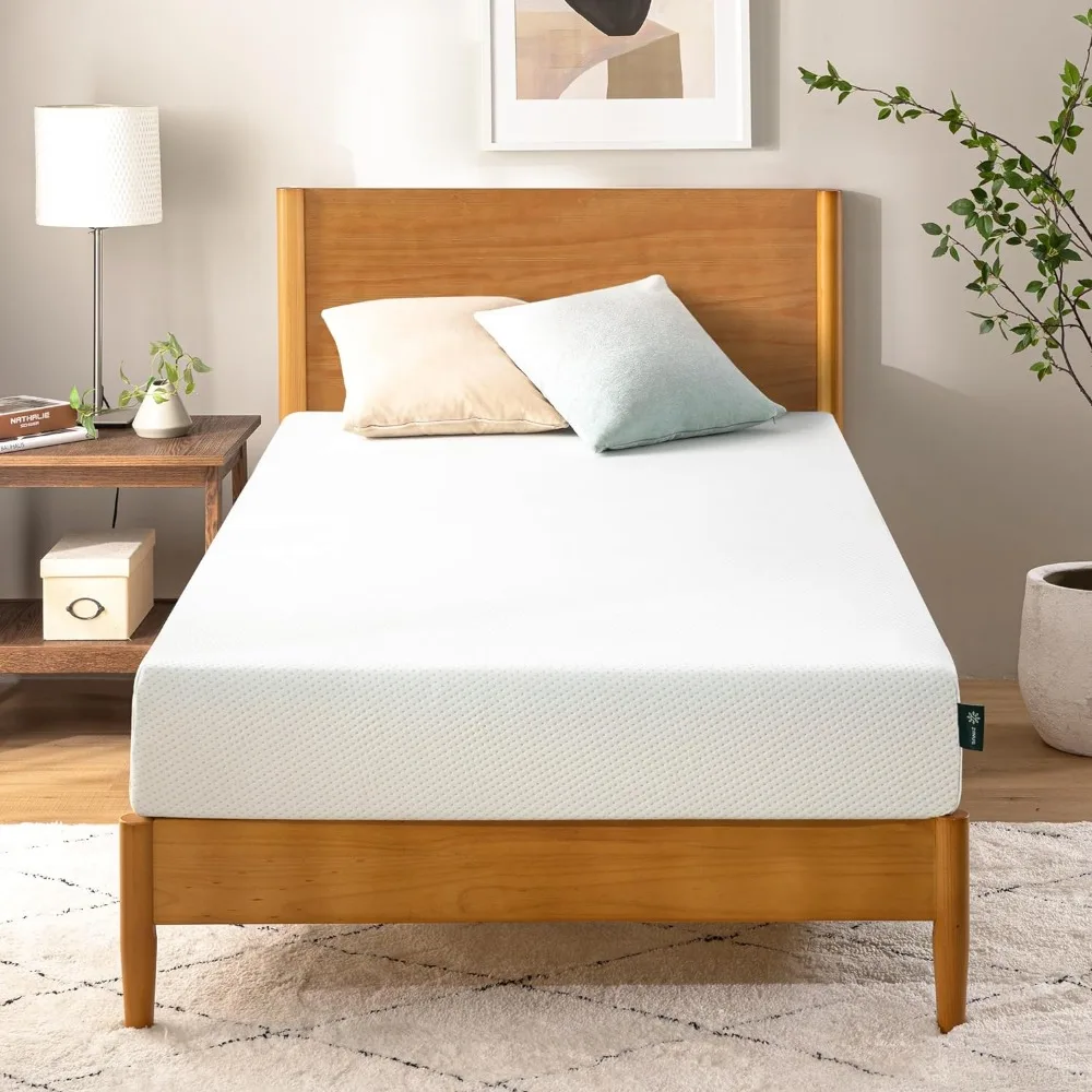 6 Inch Green Tea Memory Foam Mattress, Fiberglass Free, Sturdy Base Foam, CertiPUR-US Certified Bed-in-a-box, Free Shipping 6