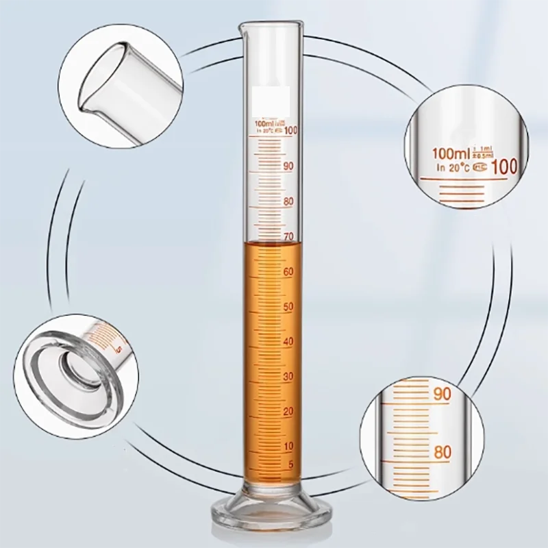 100ml glass petroleum graduated cylinder distillation range test measuring cylinder with graduated