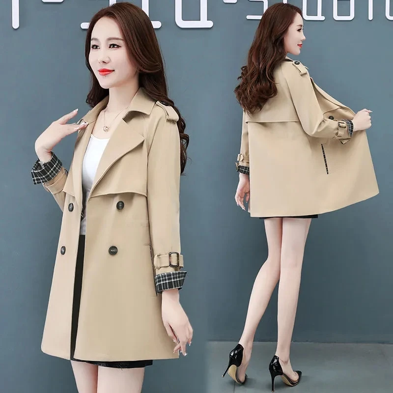 

Women's Trench Coats 2023 Spring Autumn Korean Casual Windbreakers Female Fashion Double -breasted Outwear Mid-Length Coats Tops