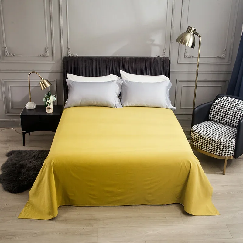 WASART Pure cotton flat bed sheet summer bedspread soft bed linens 2 people couple luxury double bed bedding king size bedsheet 5